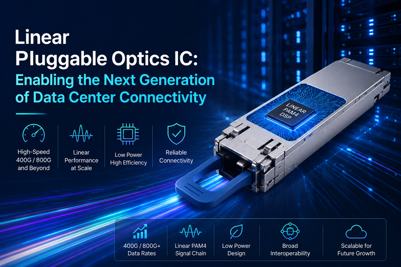 Linear Pluggable Optics IC: Enabling the Next Generation of Data Center Connectivity
